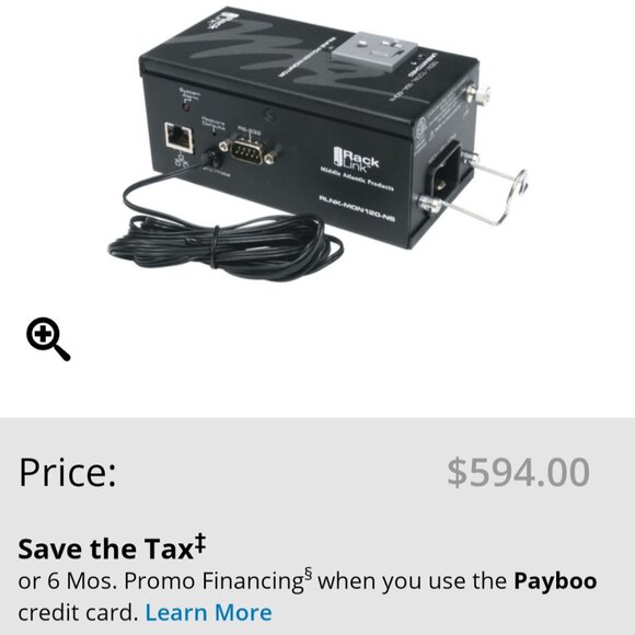 Middle Atlantic RLNK-M0N120-NS RackLink 20 A Inline Power Monitor - Picture 2 of 6